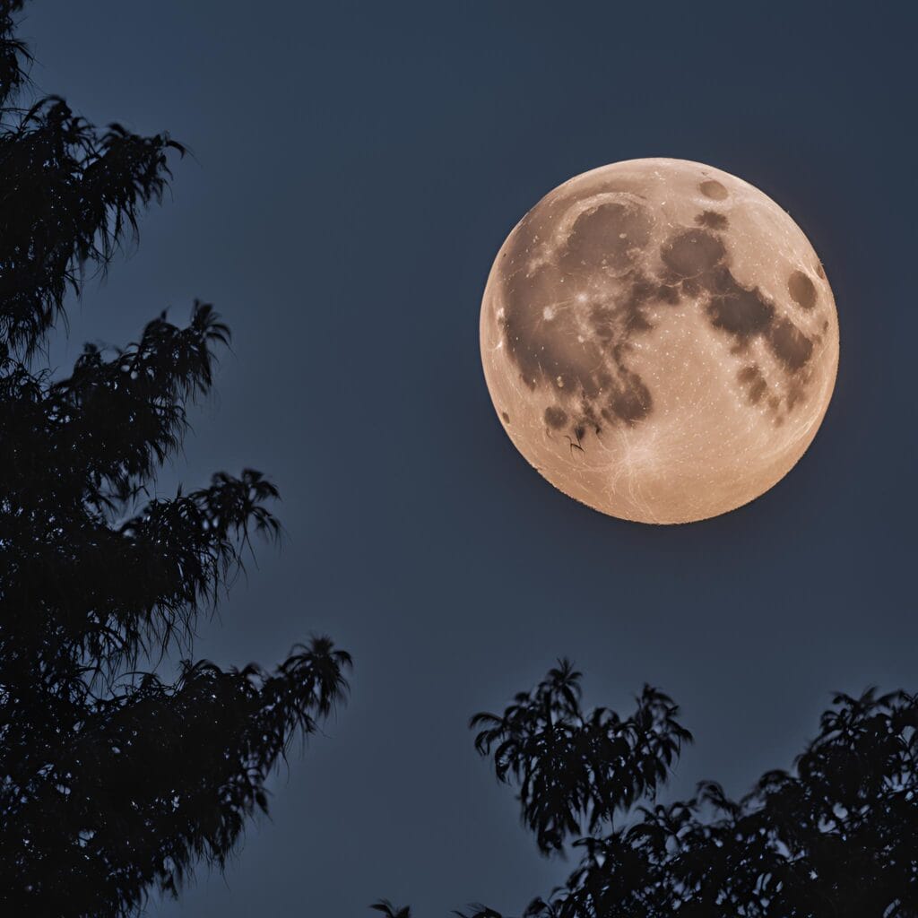 The full moon rises, marking the culmination of the day-long fast observed on Karwa Chauth